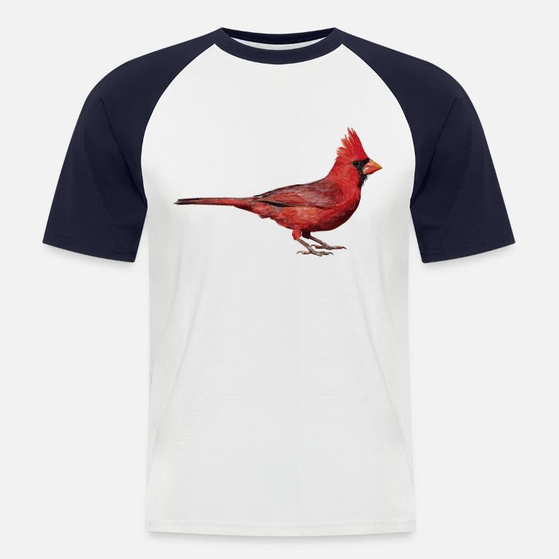 Nördlicher Kardinal - Männer Baseball-T-Shirt - Weiß/Navy
