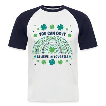Tu peux le faire! Croyez en vous ! - T-shirt baseball manches courtes Homme - blanc/marine - Devant - Nik (191cm)