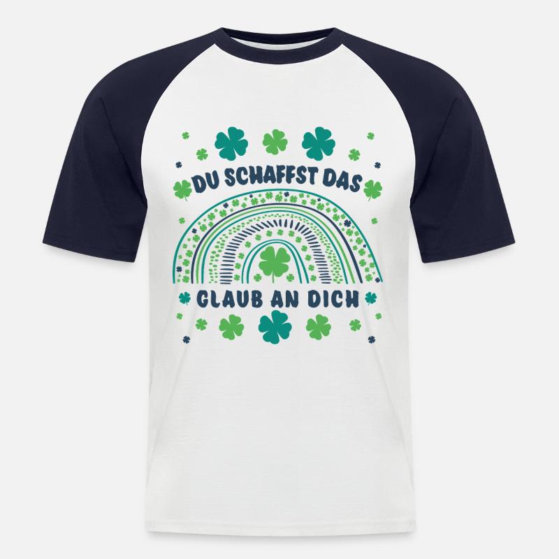 Du schaffst das! Glaub an dich! Mut machen Glück - Männer Baseball-T-Shirt - Weiß/Navy