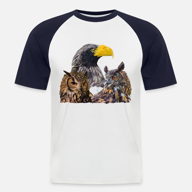 Greifvögel - Männer Baseball-T-Shirt - Weiß/Navy