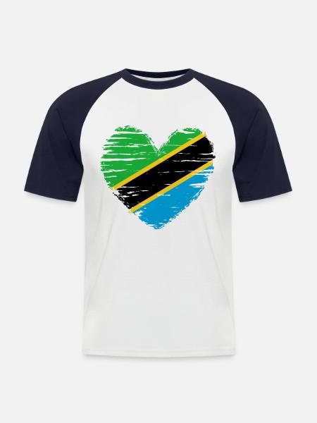 Tanzania heart flag flag coat of arms - Men's Baseball T-Shirt - white/navy
