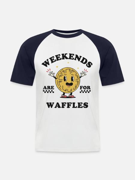 Wochenenden sind für Waffeln - Männer Baseball-T-Shirt - Weiß/Navy