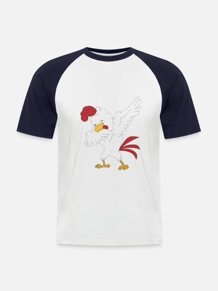 Dabbing chicken farmer farmer - Men's Baseball T-Shirt - white/navy