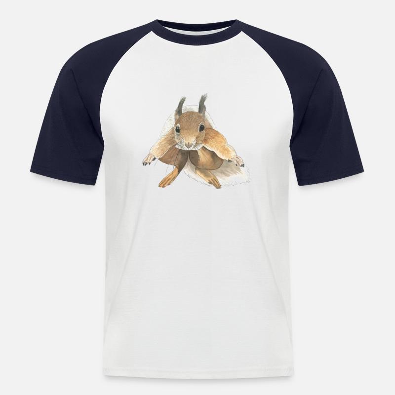 squirrel jumping squirrel - Men's Baseball T-Shirt - white/navy