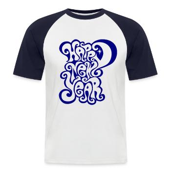 Happy New Year ! Silvester Frohes neues Jahr 2025 - Männer Baseball-T-Shirt - Weiß/Navy - Vorne - Nik (191cm)