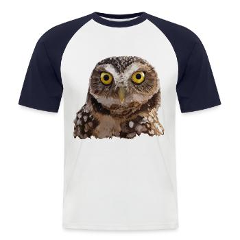 Eule graben - Männer Baseball-T-Shirt - Weiß/Navy - Vorne - Nik (191cm)