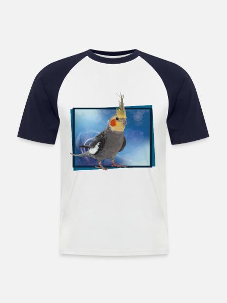 Nymphenkakadu - Männer Baseball-T-Shirt - Weiß/Navy