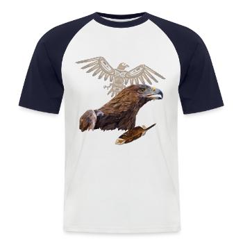 Steinadler - Männer Baseball-T-Shirt - Weiß/Navy - Vorne - Nik (191cm)