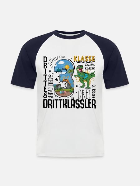 3rd class Dino T-Rex - Men's Baseball T-Shirt - white/navy