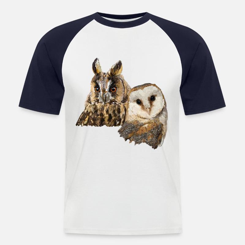 Eule und Eule - Männer Baseball-T-Shirt - Weiß/Navy