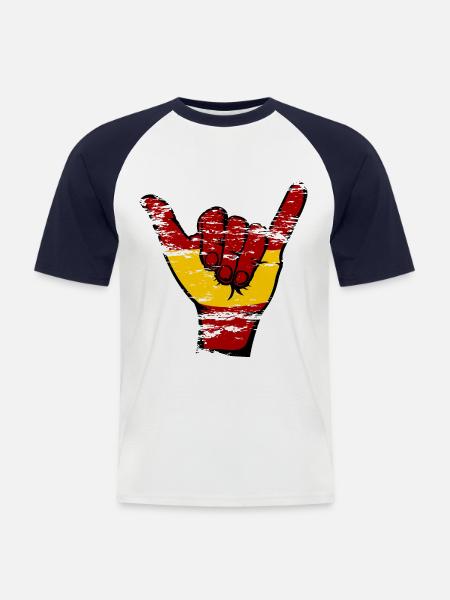 Spain Flag Surfing Symbol Used - Men's Baseball T-Shirt - white/navy