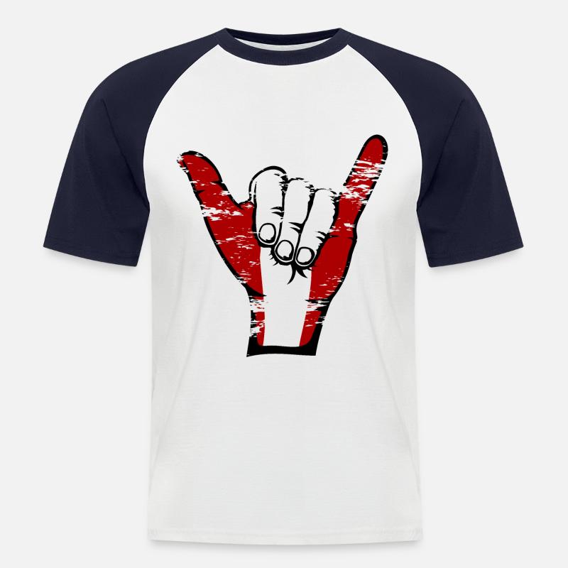 Pérou Drapeau Surfing Symbole Utilisé - T-shirt baseball manches courtes Homme - blanc/marine