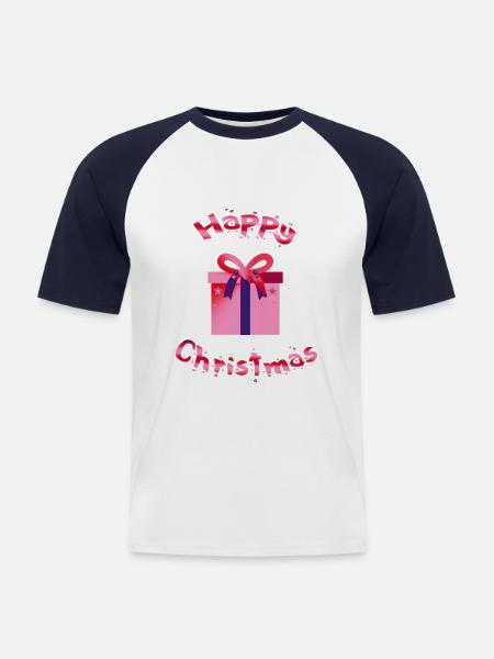 Weihnachtsgeschenk Happy Christmas - Männer Baseball-T-Shirt - Weiß/Navy