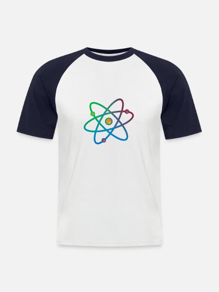 Buntes Atom - Männer Baseball-T-Shirt - Weiß/Navy