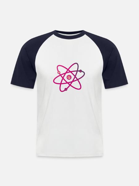 Buntes Atom Neutron Elektron - Männer Baseball-T-Shirt - Weiß/Navy