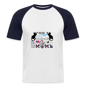 Mama cat - mom cat - Men's Baseball T-Shirt - white/navy - Front - Nik (191cm)