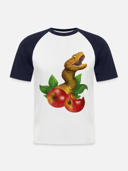 Snake and apples - Men's Baseball T-Shirt - white/navy