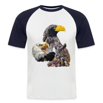 Pigargos und Eule - Männer Baseball-T-Shirt - Weiß/Navy - Vorne - Nik (191cm)