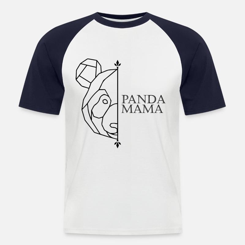 Panda Mama Polygon Panda - Männer Baseball-T-Shirt - Weiß/Navy