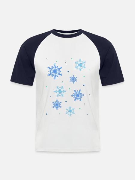 Schneesterne, Eiskristalle - Männer Baseball-T-Shirt - Weiß/Navy
