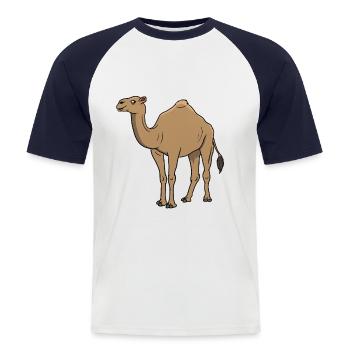 Chameau Chameaux Amour des animaux Amants Cadeau - T-shirt baseball manches courtes Homme - blanc/marine - Devant - Nik (191cm)