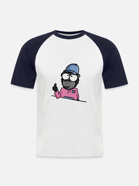 Gorilla shows middle finger - Men's Baseball T-Shirt - white/navy