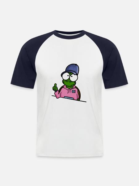 Turtle with Cap Middle Finger - Men's Baseball T-Shirt - white/navy