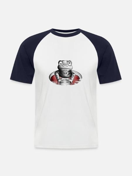Frog with swimming ring - Men's Baseball T-Shirt - white/navy