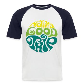 Safe travels! have a good trip sixties 60s Typo - Men's Baseball T-Shirt - white/navy - Front - Nik (191cm)