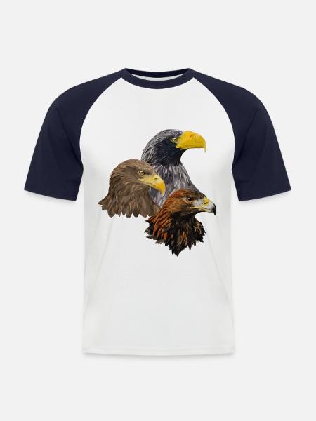 Raubvögel - Männer Baseball-T-Shirt - Weiß/Navy