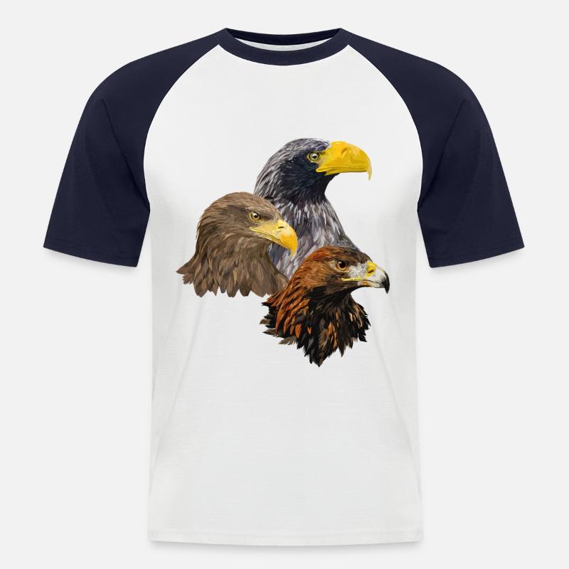 Raubvögel - Männer Baseball-T-Shirt - Weiß/Navy
