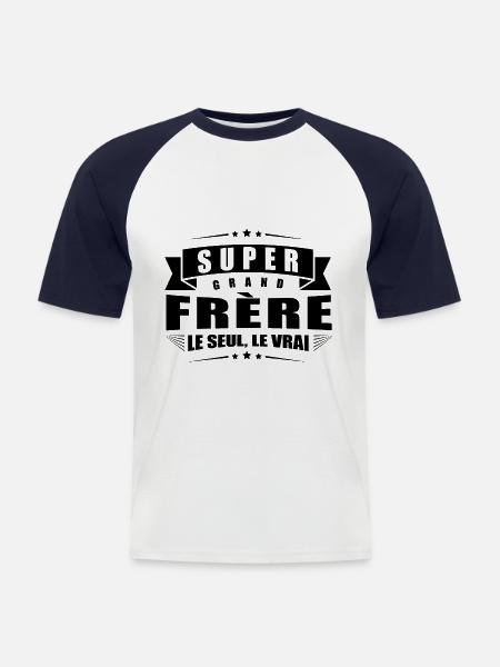 SUPER GRAND-FRÈRE - T-shirt baseball manches courtes Homme - blanc/marine
