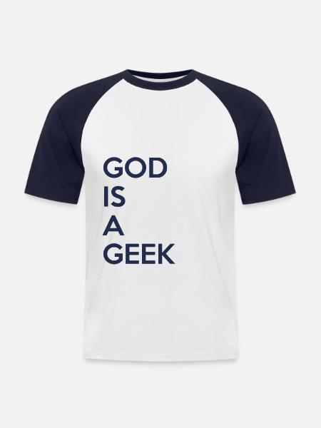 God is a geek - T-shirt baseball manches courtes Homme - blanc/marine