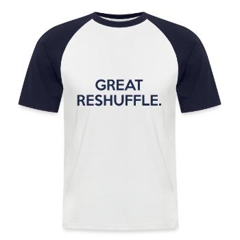 Great reshuffle - T-shirt baseball manches courtes Homme - blanc/marine - Devant - Nik (191cm)