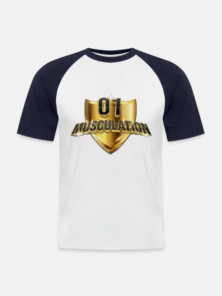 Logo 01Musculation - Men's Baseball T-Shirt - white/navy