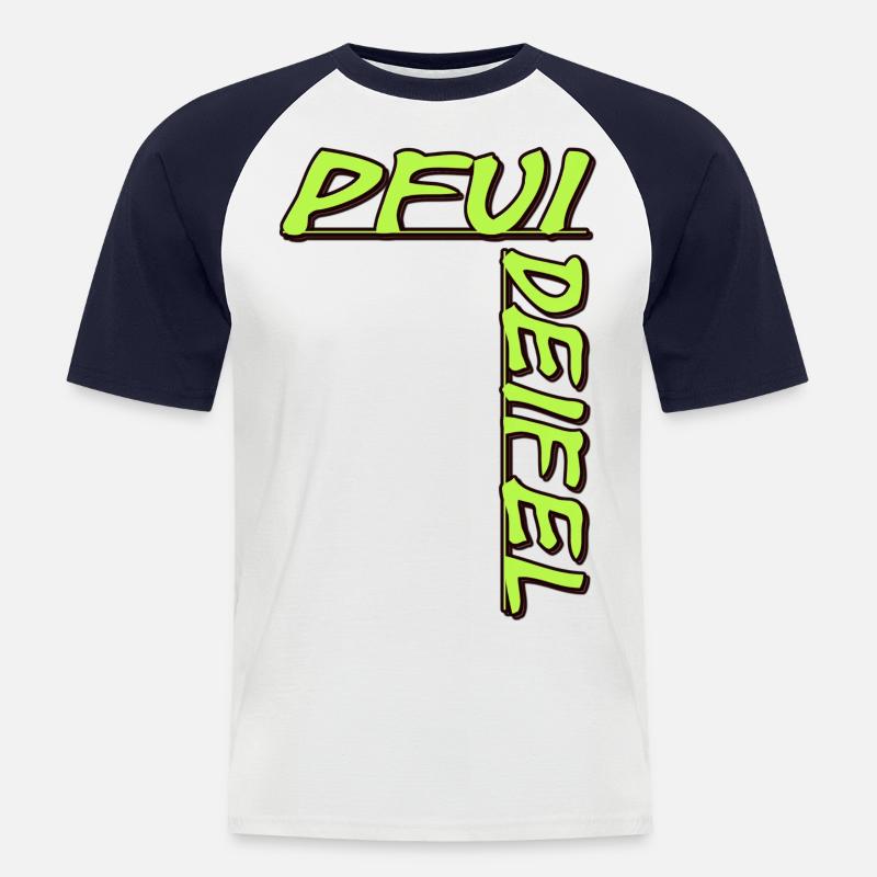 Pfui Deifel - T-shirt baseball manches courtes Homme - blanc/marine