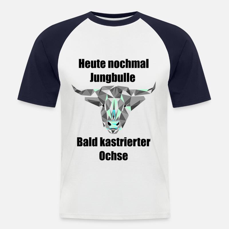 Heute nochmal Jungbulle - Männer Baseball-T-Shirt - Weiß/Navy