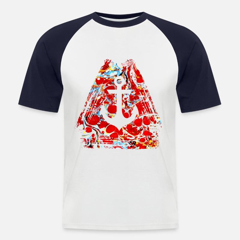 anker e 251 - Männer Baseball-T-Shirt - Weiß/Navy