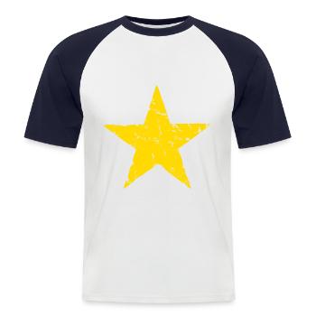 Glücksstern - lucky star - shabby chic - Männer Baseball-T-Shirt - Weiß/Navy - Vorne - Nik (191cm)