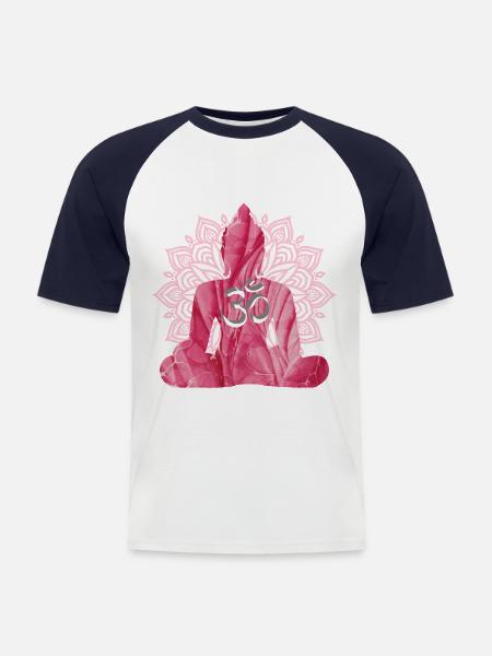 OM with Buddha E 229 - Men's Baseball T-Shirt - white/navy