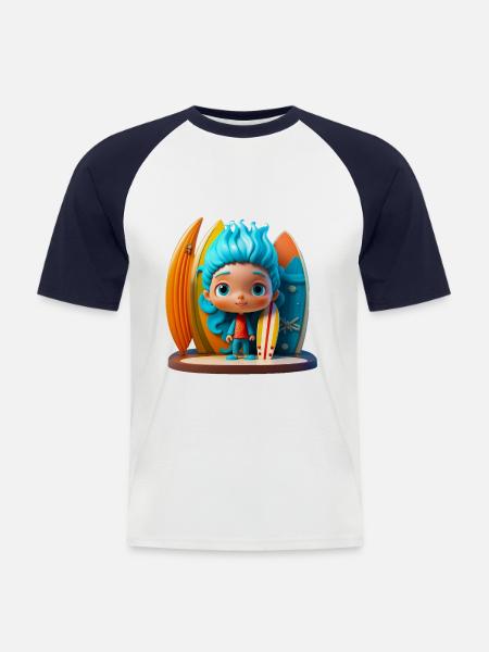 Little surfer - Men's Baseball T-Shirt - white/navy
