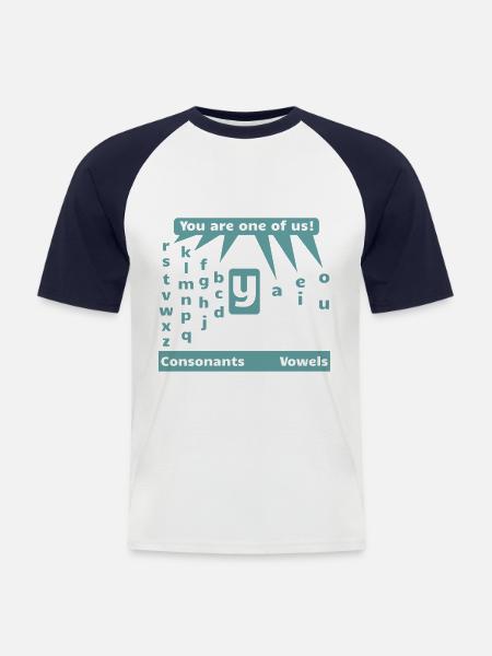 Vowels and consonants learning English - Men's Baseball T-Shirt - white/navy