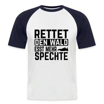 Rettet Den Wald Esst Mehr Spechte Geschenkidee - Männer Baseball-T-Shirt - Weiß/Navy - Vorne - Nik (191cm)