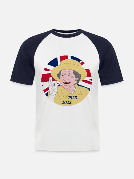 Queen Elizabeth II - 1926-2022 - Men's Baseball T-Shirt - white/navy