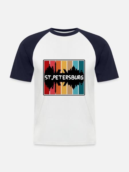 St.Petersburg Russland Skyline Silhouette Travel Sou - Männer Baseball-T-Shirt - Weiß/Navy