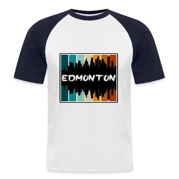 Edmonton Canada Skyline Silhouette Souvenir de voyage - T-shirt baseball manches courtes Homme - blanc/marine - Devant - Nik (191cm)