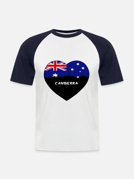 Canberra Australia Flag Skyline Travel Souvenir - Men's Baseball T-Shirt - white/navy
