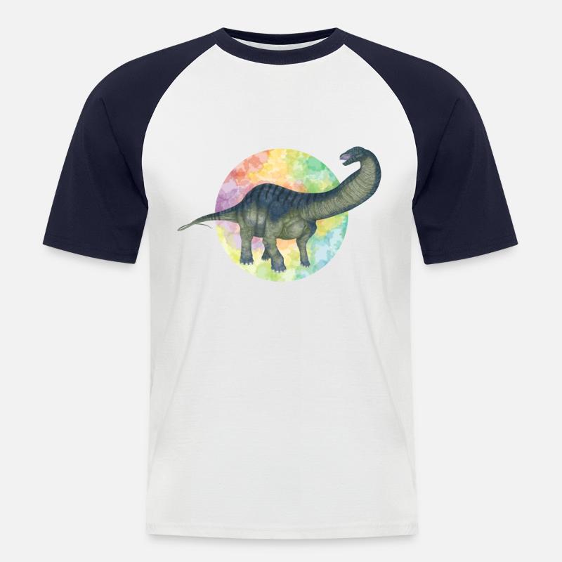 Farbige Dinosaurier - Männer Baseball-T-Shirt - Weiß/Navy