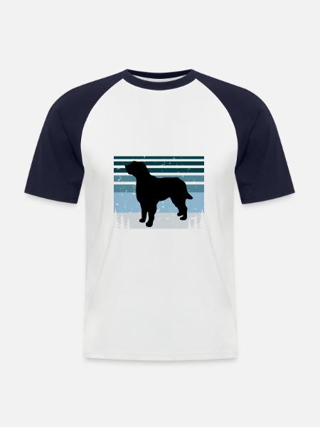 Briquet Griffon Vandea Cane Silhouette Retro Sun - Maglia da baseball a manica corta da uomo - bianco/navy