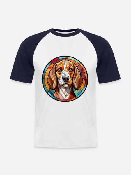 Beagle Hunderasse Aquarellglas - Männer Baseball-T-Shirt - Weiß/Navy